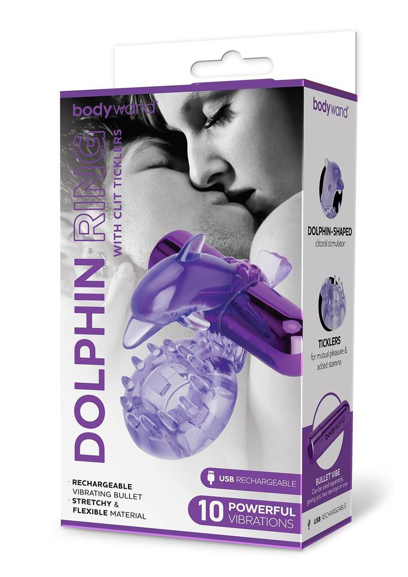 vKQ8iXBilRPiveMvUd4YPdyTU5o35iMg Bodywand Rechargeable Dolphin Ring With Ticklers - Purple - Image 1