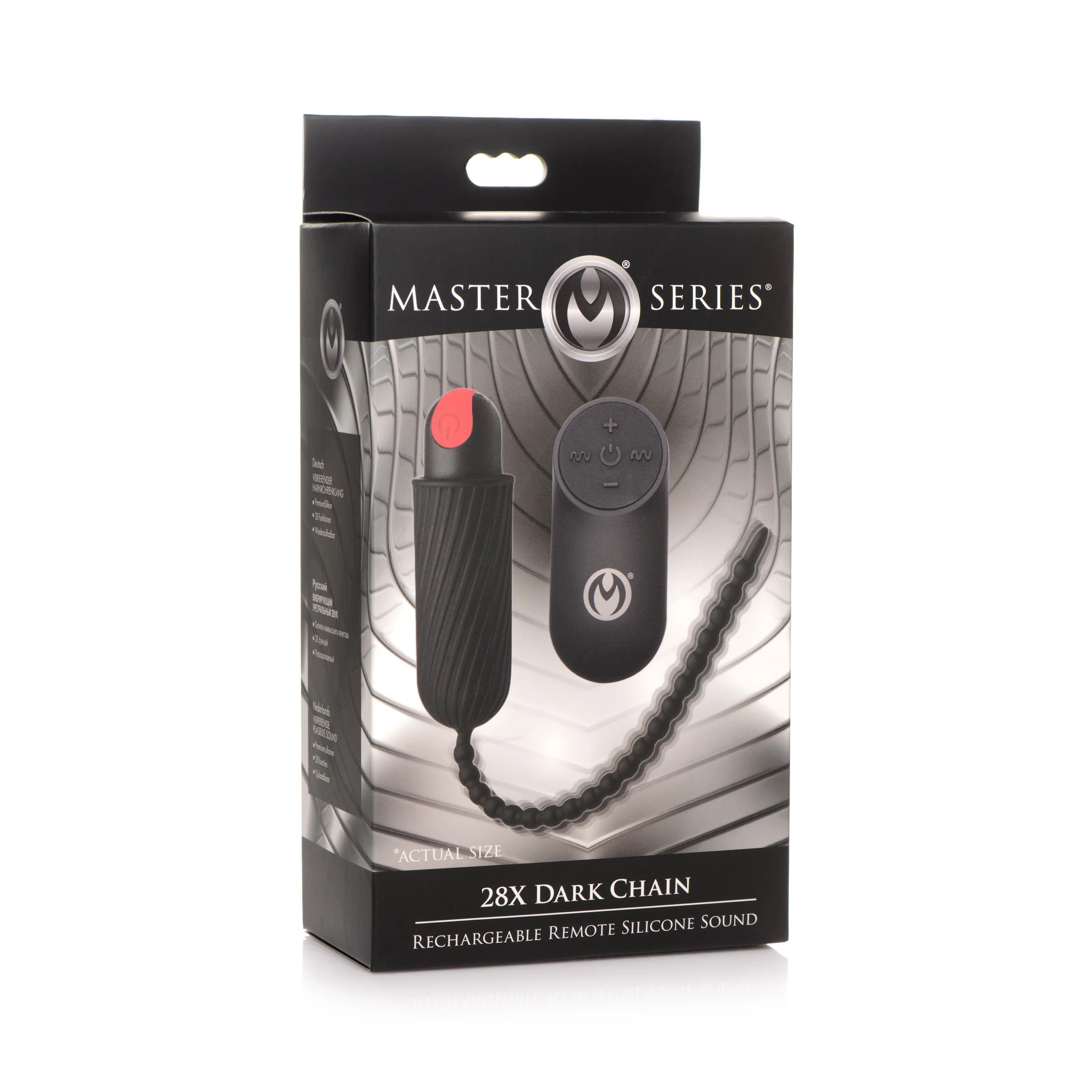 vMxXxUD4kYPswBbKK7cRkbMJ5YTDF4Qa 28x Dark Chain Rechargeable Remote Silicone Sound - Black - Image 1