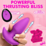 Thrusting and Vibrating Silicone Butt Plug - Purple - Image 4