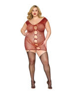 Garter Slip Dmnd - One Size Queen - Red