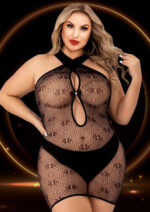 Halter Top Mini Dress - Queen Size - Black - Image 2