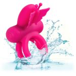 Silicone Rechargeable Dual Butterfly Ring - Pink - Image 10