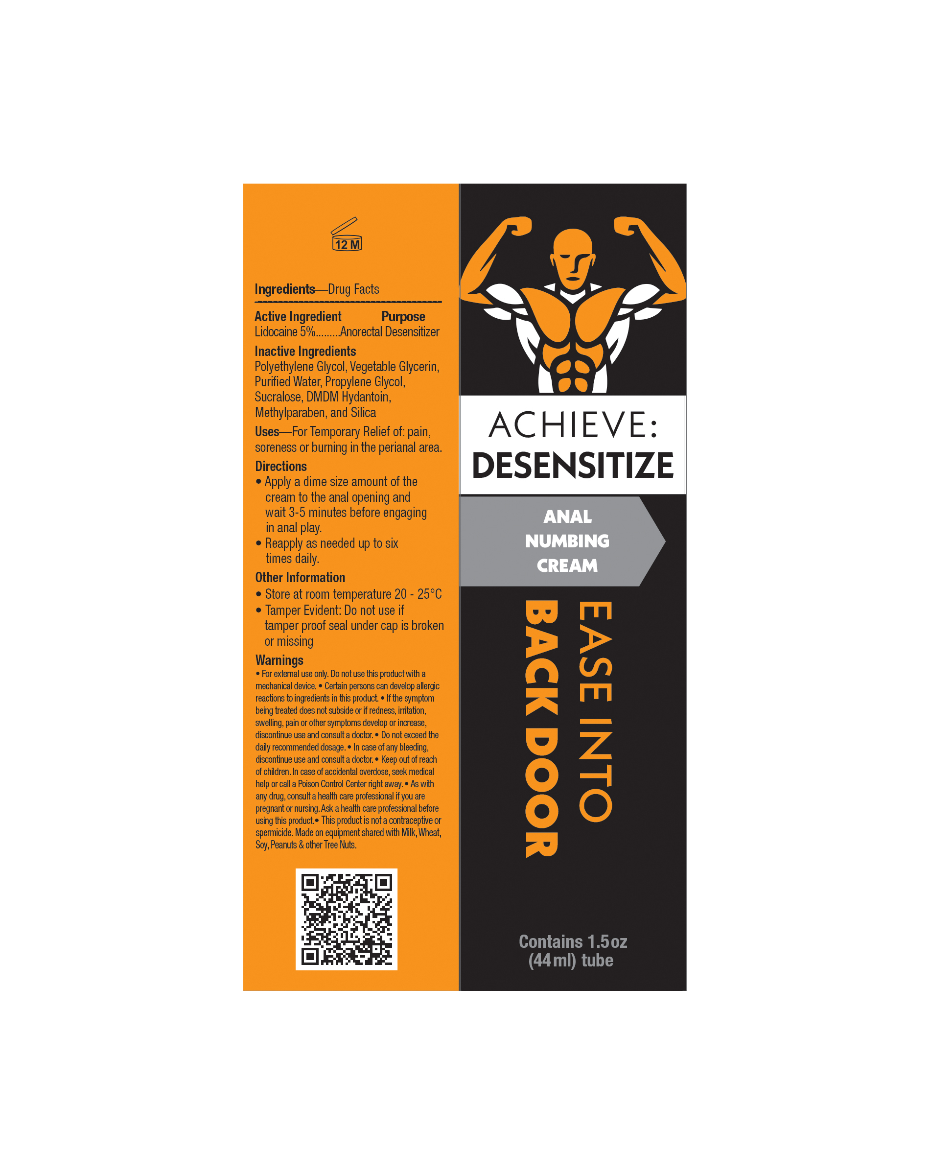 xwNw65sKjGOfybKgwxGa4ktTlDaXxlGg Achieve Desensitize - Anal Numbing Cream 1.5 Oz - Image 1