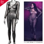 Radiance Crotchless Full Body Suit - Queen - Black - Image 5