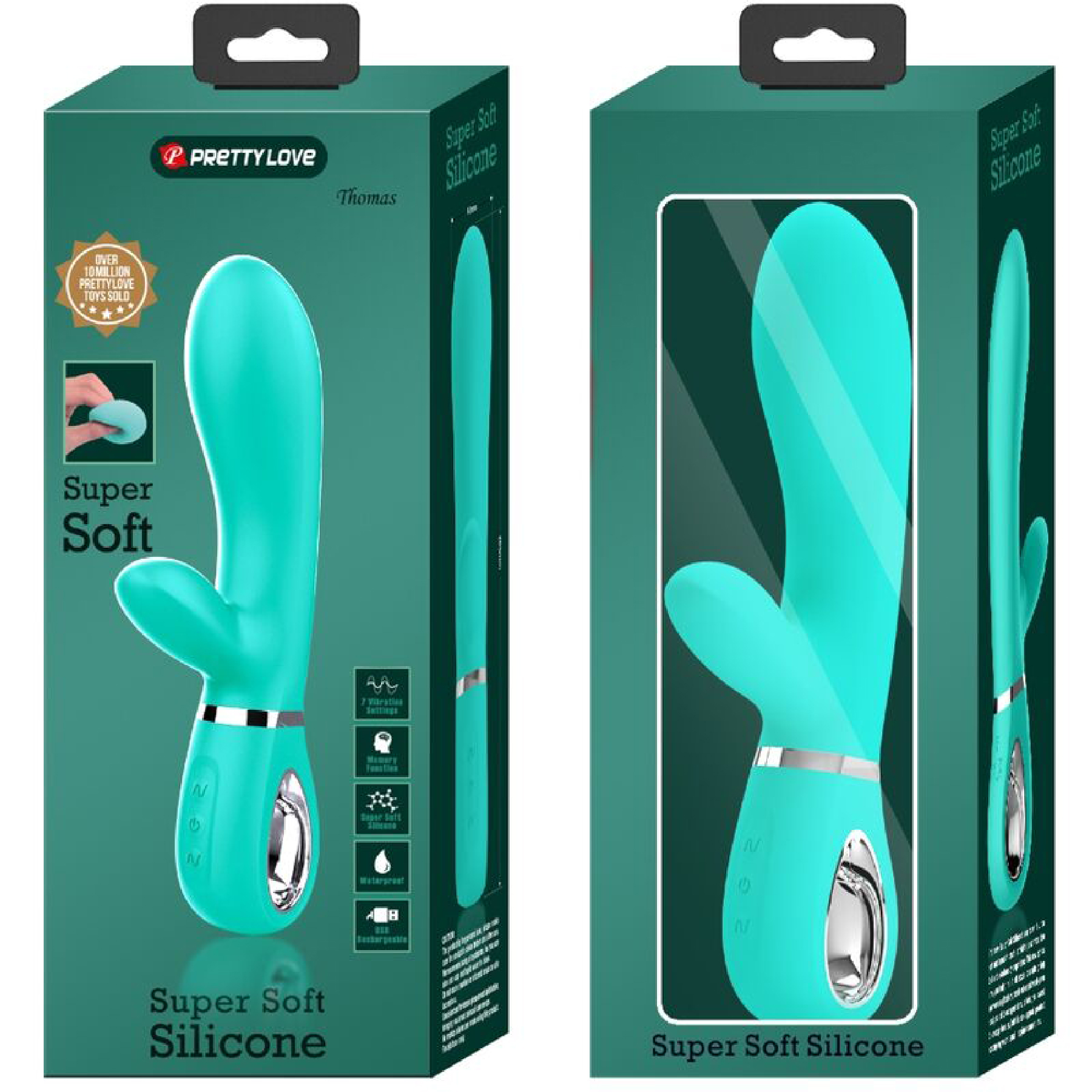 z05wsw4BwLplYxFaXaHNw6VuzEIV0nZZ Thomas Super Soft Silicone Rabbit Vibrator - Turquoise - Image 1
