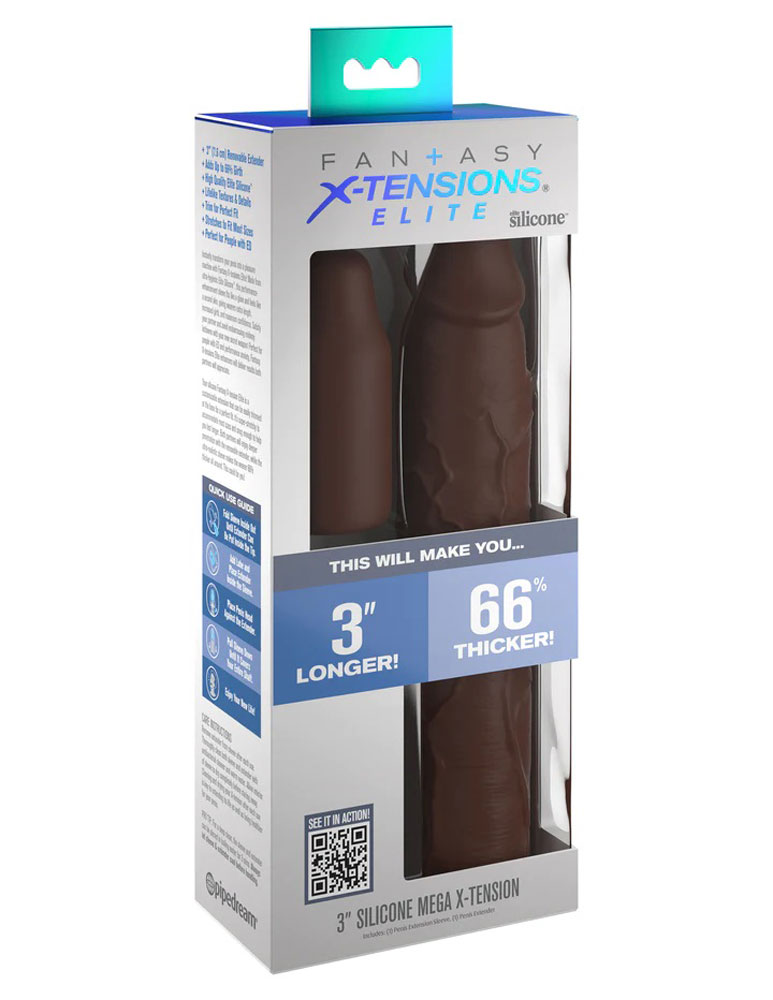 zOCx9nIDVBVrOFkfsfGrgGrd9xFXdEt4 Fantasy X-Tensions Elite 9 Inch Sleeve With 3 Inch Plug - Brown - Image 1