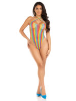 Rainbow Stripe Cross-Over Bodysuit - One Size - Multicolor - Image 3