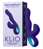 Klio Triple Action Thumping Rabbit Vibrator - Dark Purple - Image 9