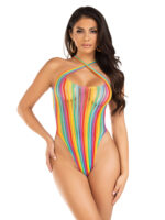 Rainbow Stripe Cross-Over Bodysuit - One Size - Multicolor - Image 5