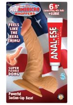 All American Whoppers 6.5-Inch Curved Dong With Balls Lube -Flesh - Image 2
