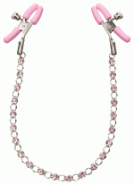 Nipple Play Crystal Chain Nipple Clamps - Pink - Image 4