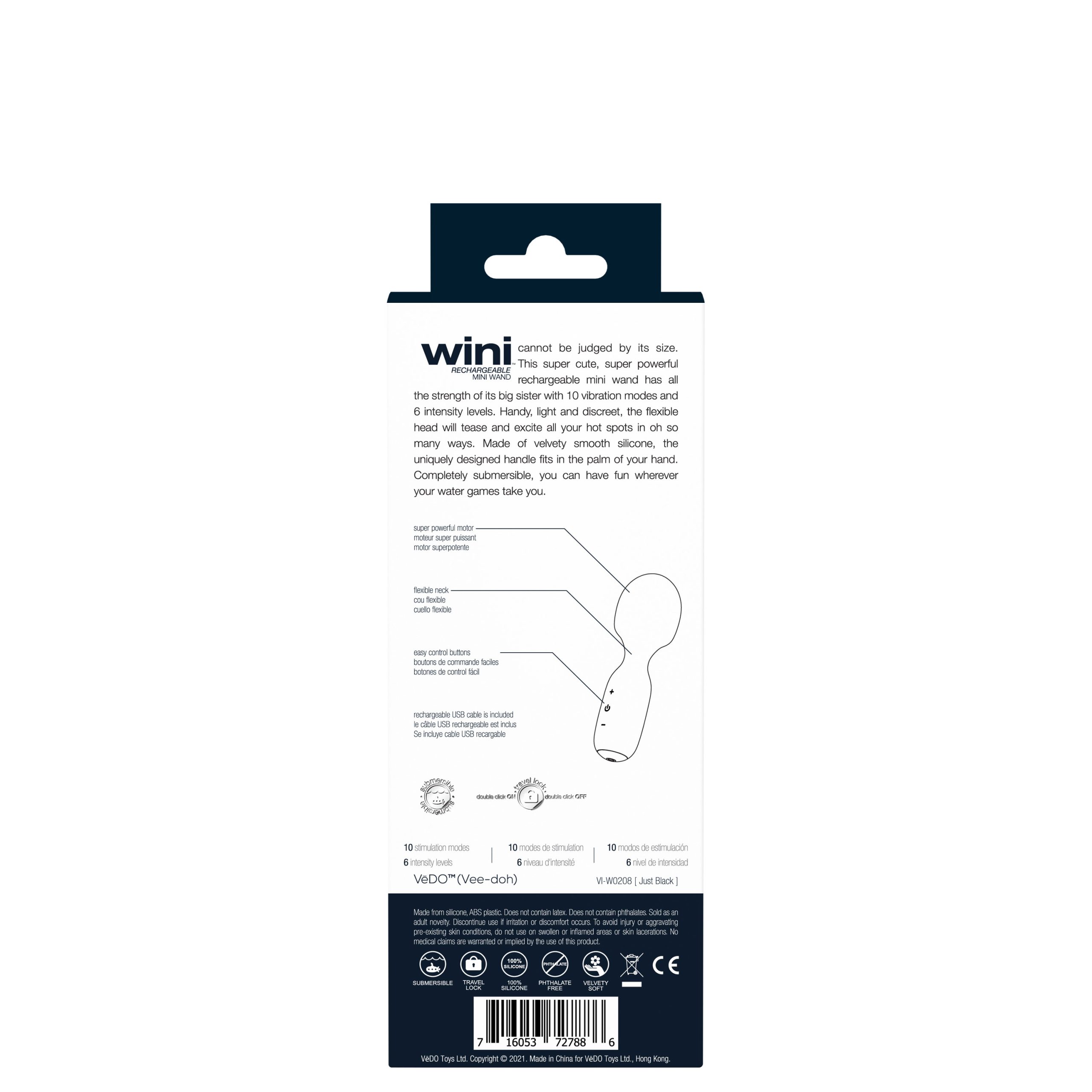 06AAK6gE2jdK4WL5vOqYqd8OPyHZbfLv Wini Rechargeable Mini Wand - Black - Image 1