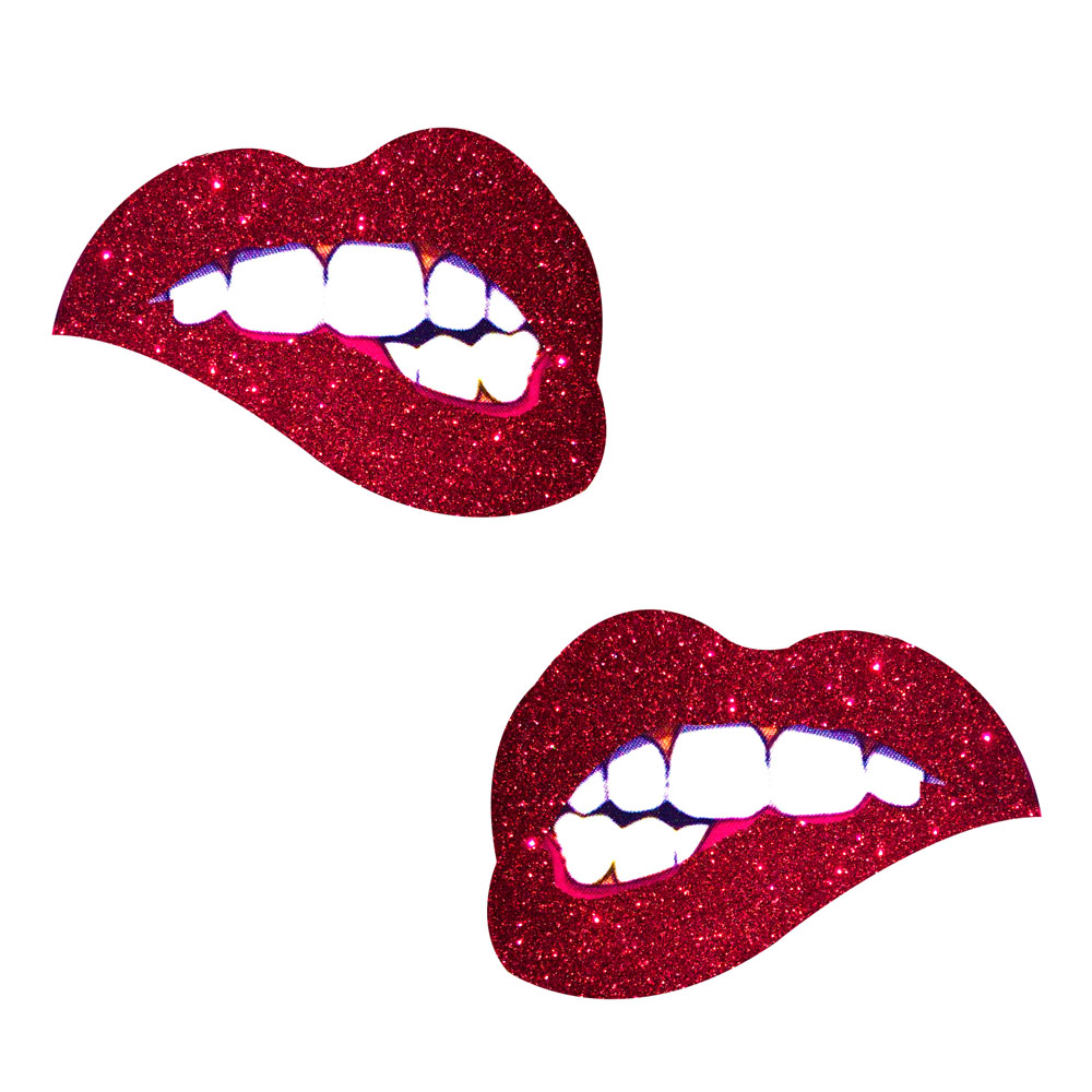 0cSMYXc41Rn19A2VMzjTjKV8ODtDqLn7 Freaking Awesome Red Glitter Bite Me Nipztix Pasties - Image 1