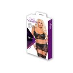 Kitten Plus Lace & Wet Look Top & Garter Skirt Set - One Size Plus Size