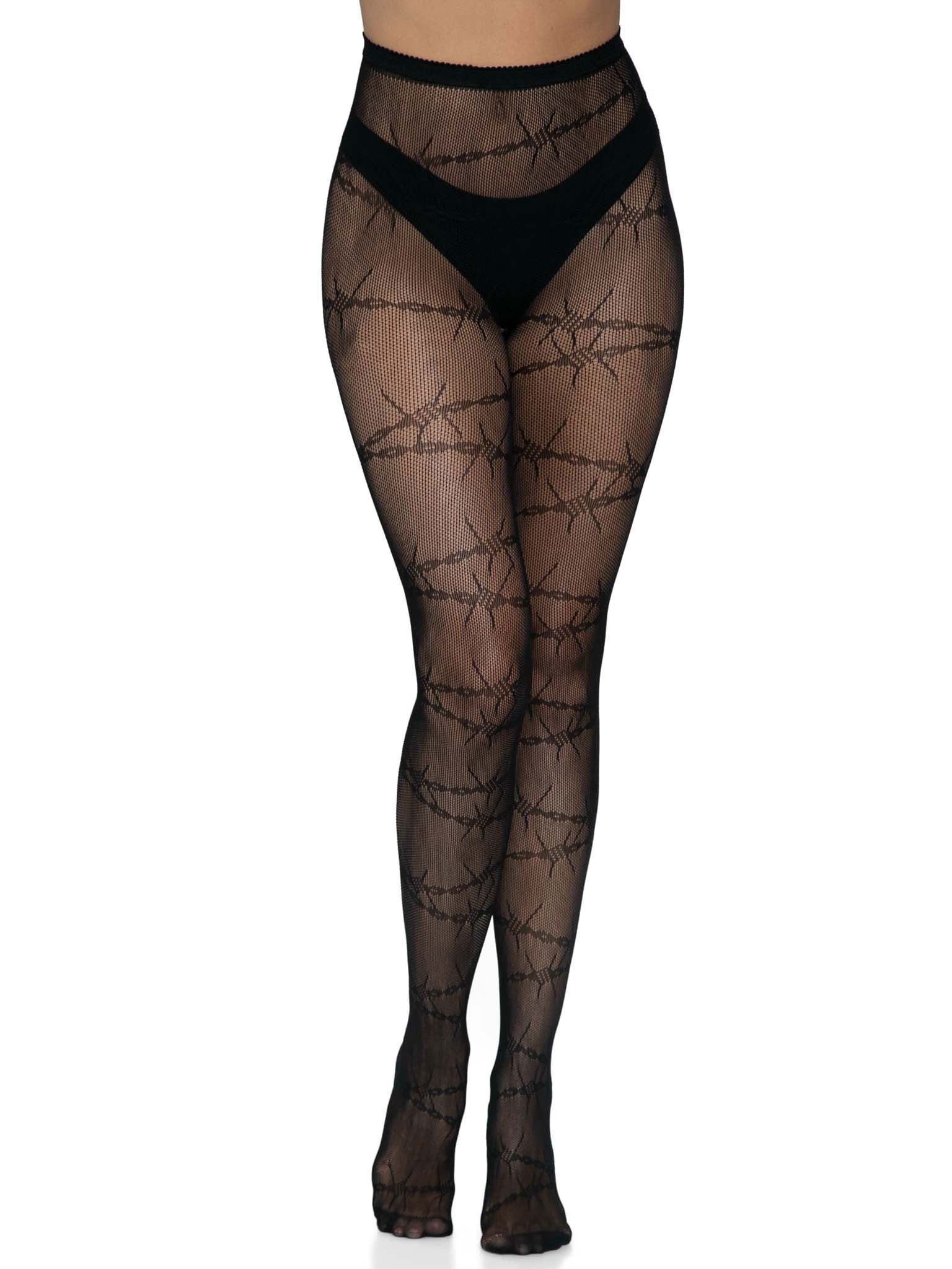 0ytMX7zQPZpeEi1WxIlFUBOK6B99343O Barbed Wire Fishnet Tights - One Size - Black - Image 1