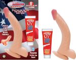 All American Whoppers 8-Inch Curved Dong With Balls and Lube - Flesh
