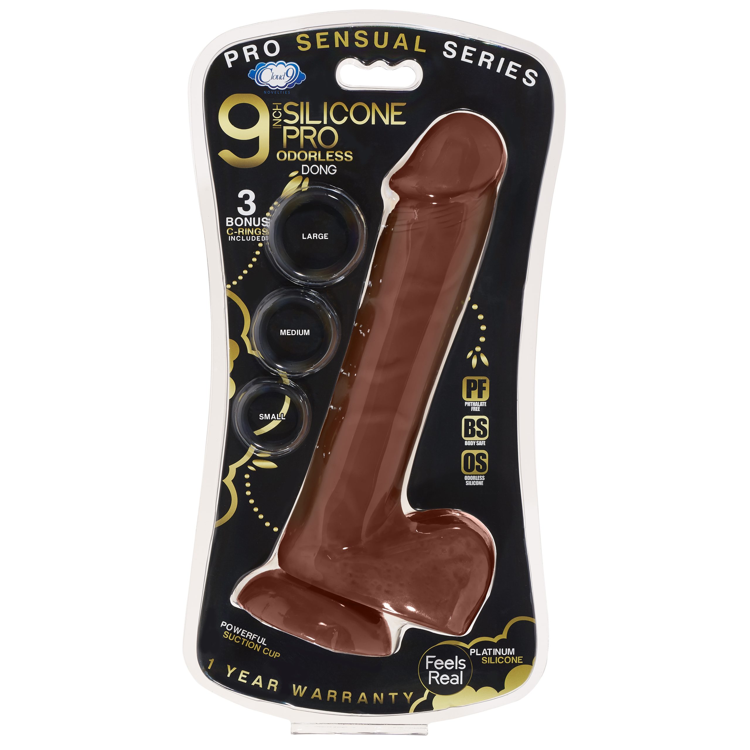 161yt1cjeAC7n0JPWSi2R9z9XE4srQlZ 9 Inch Silicone Pro Odorless Dong - Brown - Image 1