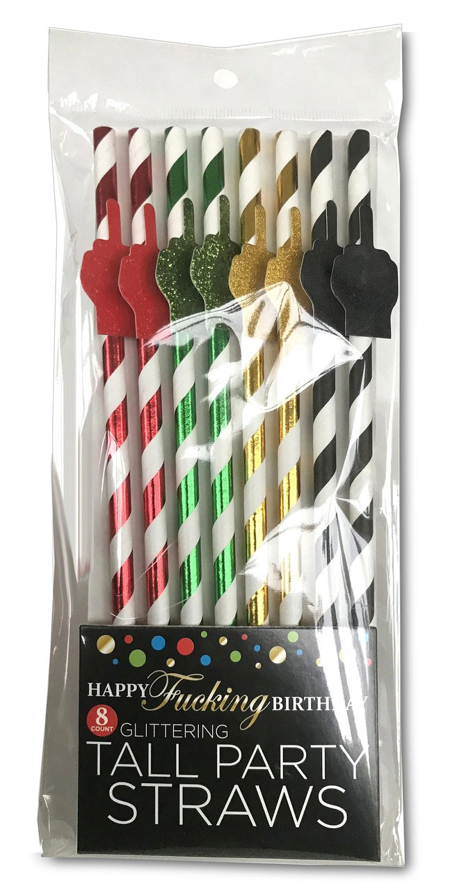 16npkkzwfhkIPpCGz2t08l3Tnadg6mbS Happy Fucking Birthday Tall Party Straws - Image 1