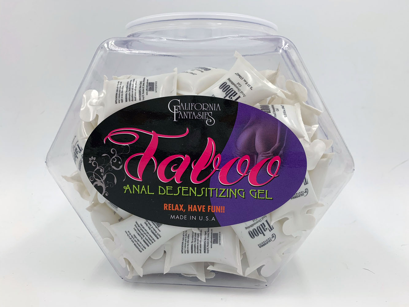 18vVSGUHJk99ygVEdhZabo0mmNb3blci Taboo - Anal Desensitizing Gel - 72 Piece Fishbowl - 10 ml Pillows - Image 1