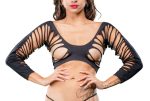 Side Straps Crotchless Leggings - One Size - Black - Image 2