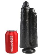 King Cock 9" Two Cocks One Hole - Black - Image 3