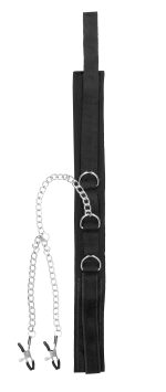 Velcro Collar With Nipple Clamps - Black - Image 3