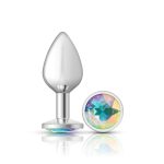 Clear Iridescent Round Gem Silver Metal Plug - Md - Image 3