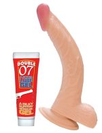 All American Whoppers 8-Inch Curved Dong With Balls and Lube - Flesh - Image 3