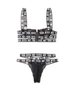 Not Your Bitch Lace Bra and Cutout Panty Set - Black - S/m - Image 3
