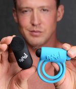 Bang - Silicone Cockring and Bullet With Remote Control - Blue - Image 4