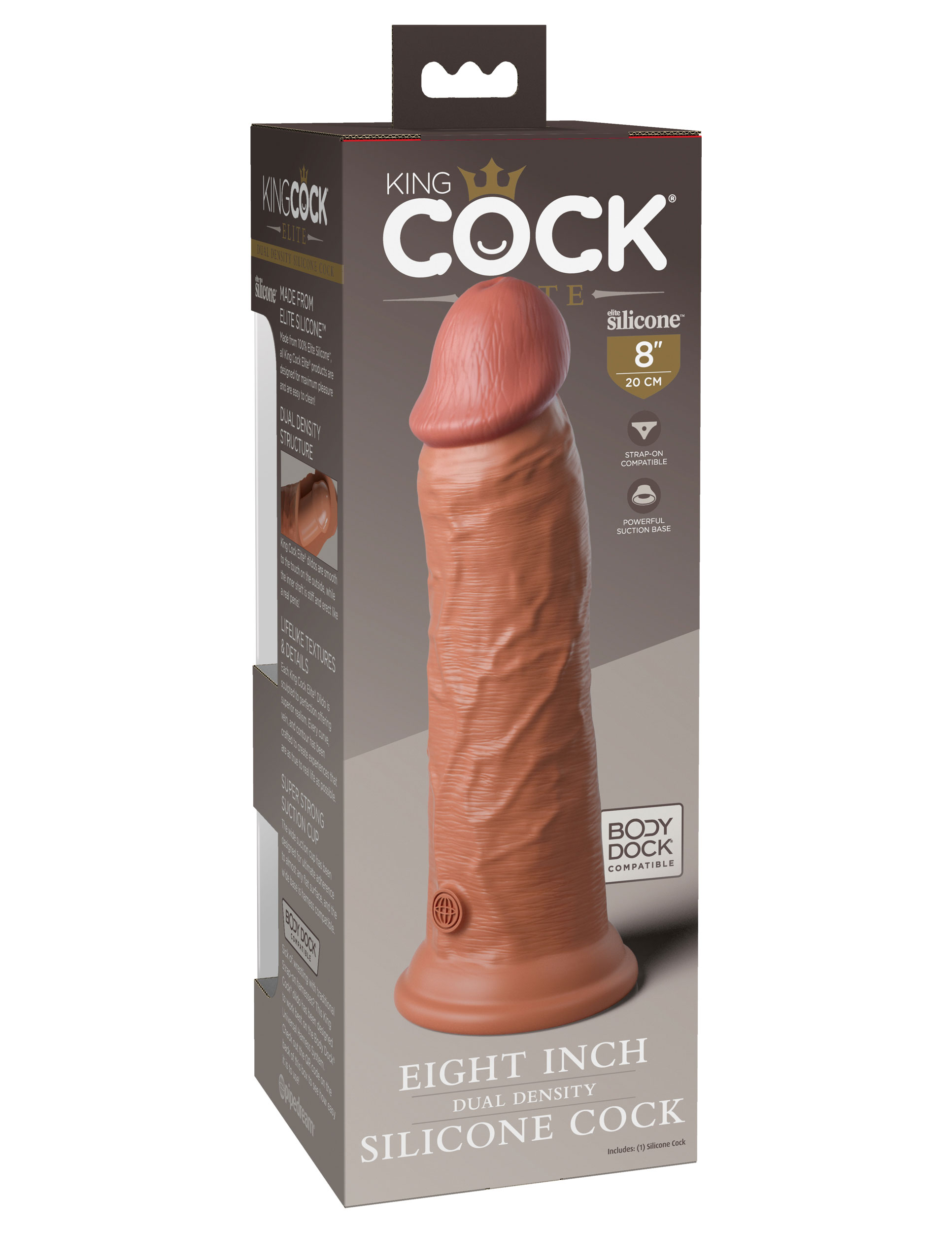 1uj7IF0tOGZTPTYgRWk8D97V5iMYK5wu King Cock Elite 8 Inch Silicone Dual Density Cock - Tan - Image 1