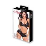 Kitten Wet Look Wrap Top and Shorts Sets - Black One Size