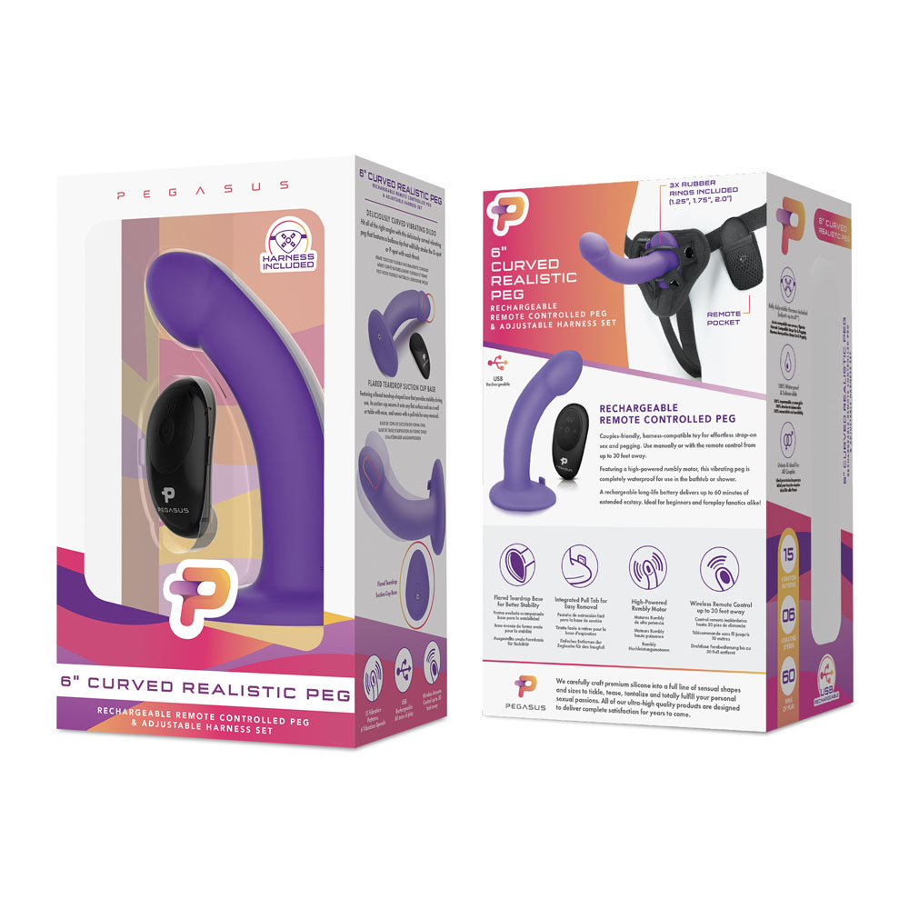 2IXq5hbDGKoHD6l02qzBIWJ1WPVuWWDk Pegasus 6 Inch Curved Realistic Peg - Purple - Image 1