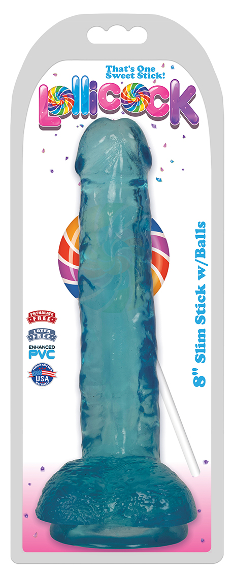 CN-09-0429-11 Chocolate 6" Lollicock - 8 Inch Slim Stick With Balls - Berry Ice - Image 1