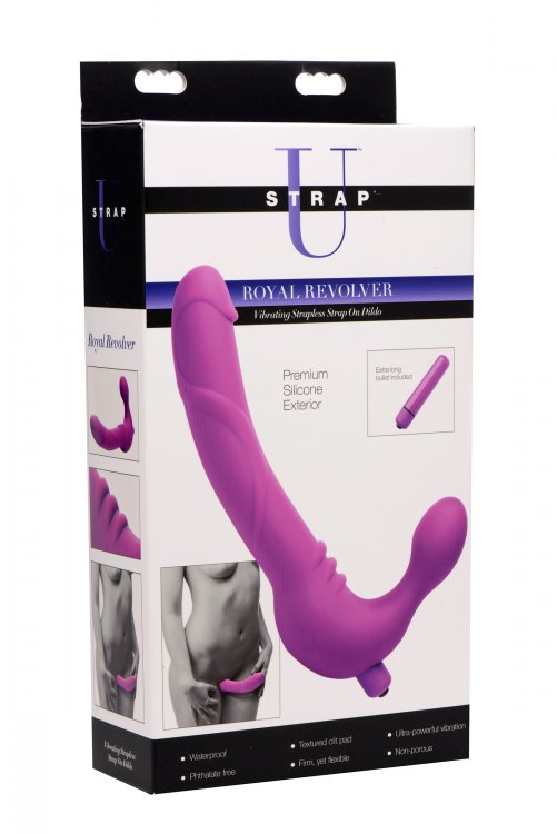 2QpnrAdJWre3pKTqQTAId3JJbfT6nxYl Royal Revolver Vibrating Strapless Strap- on Dildo - Purple - Image 1