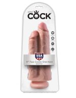 King Cock 9 Inch Two Cocks One Hole - Flesh