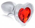 Red Heart Gem Glass Anal Plug - Small - Image 2