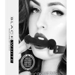 Silicone Bit Gag With Adjustable Bonded Leather Straps - Black