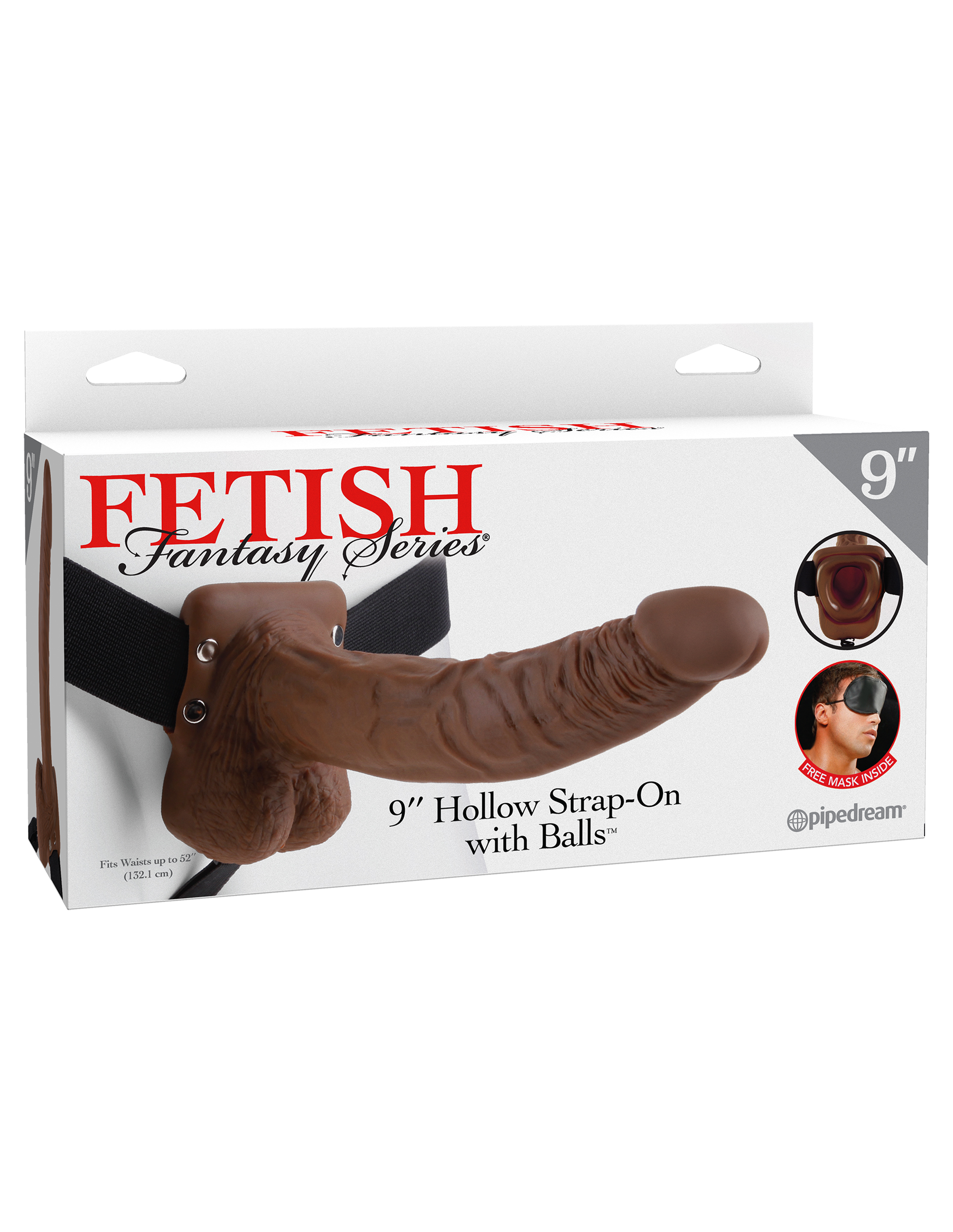 3c7NlwXtijSmWDTrF0K8hUMGUCWpECul Fetish Fantasy Series 9-Inch Hollow Strap-on With Balls - Brown - Image 1