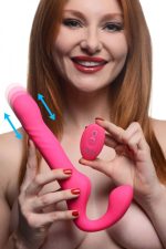 Mighty-Thrust Thrusting and Vibrating Strapless Strap-on With Remote - Pink - Image 8