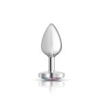 Clear Iridescent Heart Gem Silver Metal Plug - Sm - Image 7