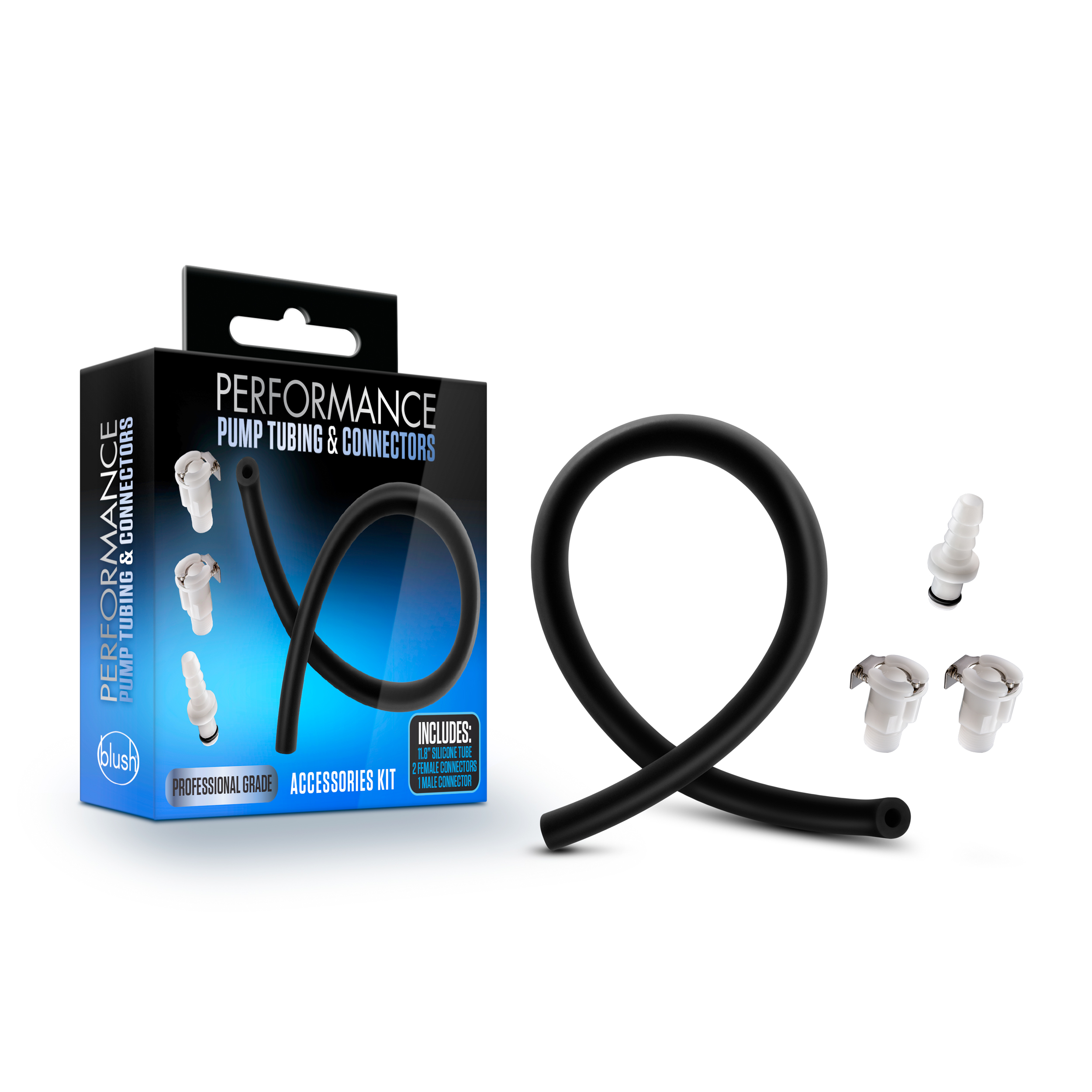 www.blushnovelties.com Performance – Pump Tubing and Connectors - Accessories Kit - Black - Image 1