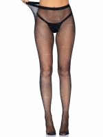 Rhinestone Fishnet Crotchless Tights - One Size - Black - Image 4