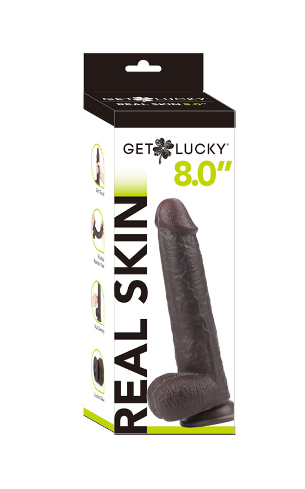 4C2wz71JkShwy7kdwhy6EhrRc4aLhvg9 Real Skin 8" Dual Layer Dildo - Dark Brown - Image 1