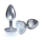 The 9's the Silver Starter Heart Bejeweled Stainless Steel Plug - Diamond - Image 2