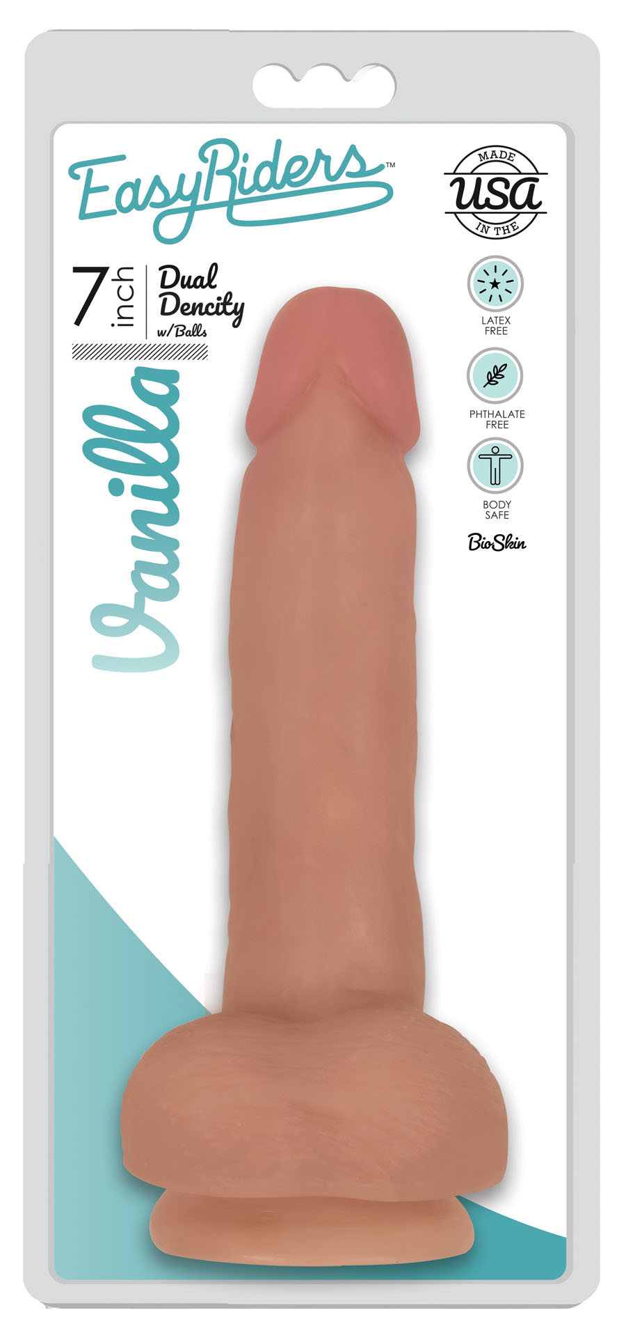 CN-09-0429-11 Chocolate 6" Easy Riders 7 Inch Slim Dong With Balls - Vanilla - Image 1