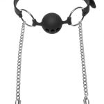 Hinder Silicone Breathable Ball Gag and Nipple Clamps