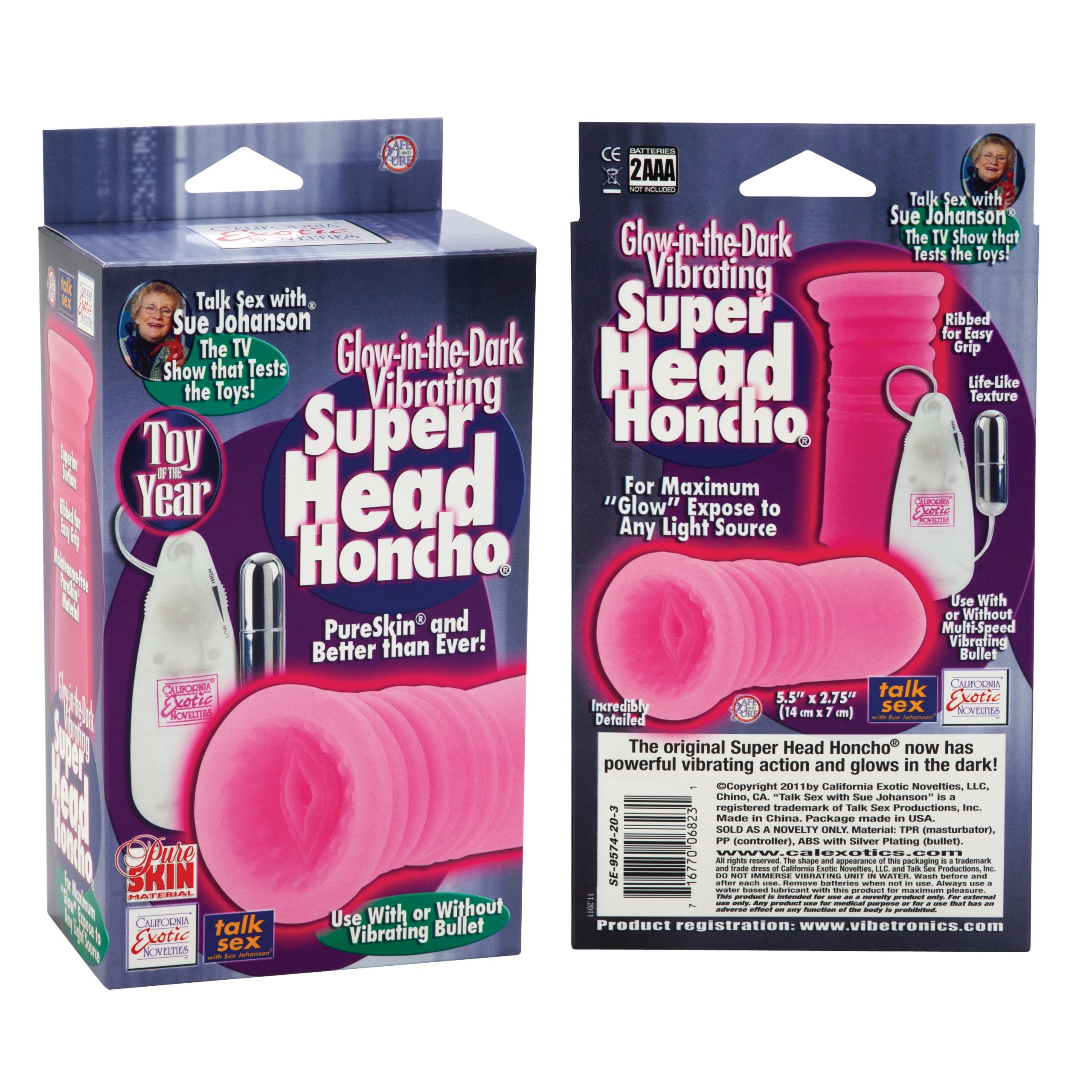 524ZIAtHxyiB0Stk0fKeYveWapX3uA4i Sue Johanson Glow-in-the-Dark Vibrating Super Head Honcho - Pink - Image 1