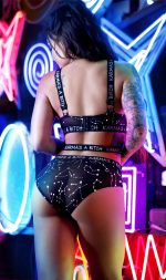 Karma's a Bitch Bralette and Cutout Panty Set - Black - M/l - Image 3