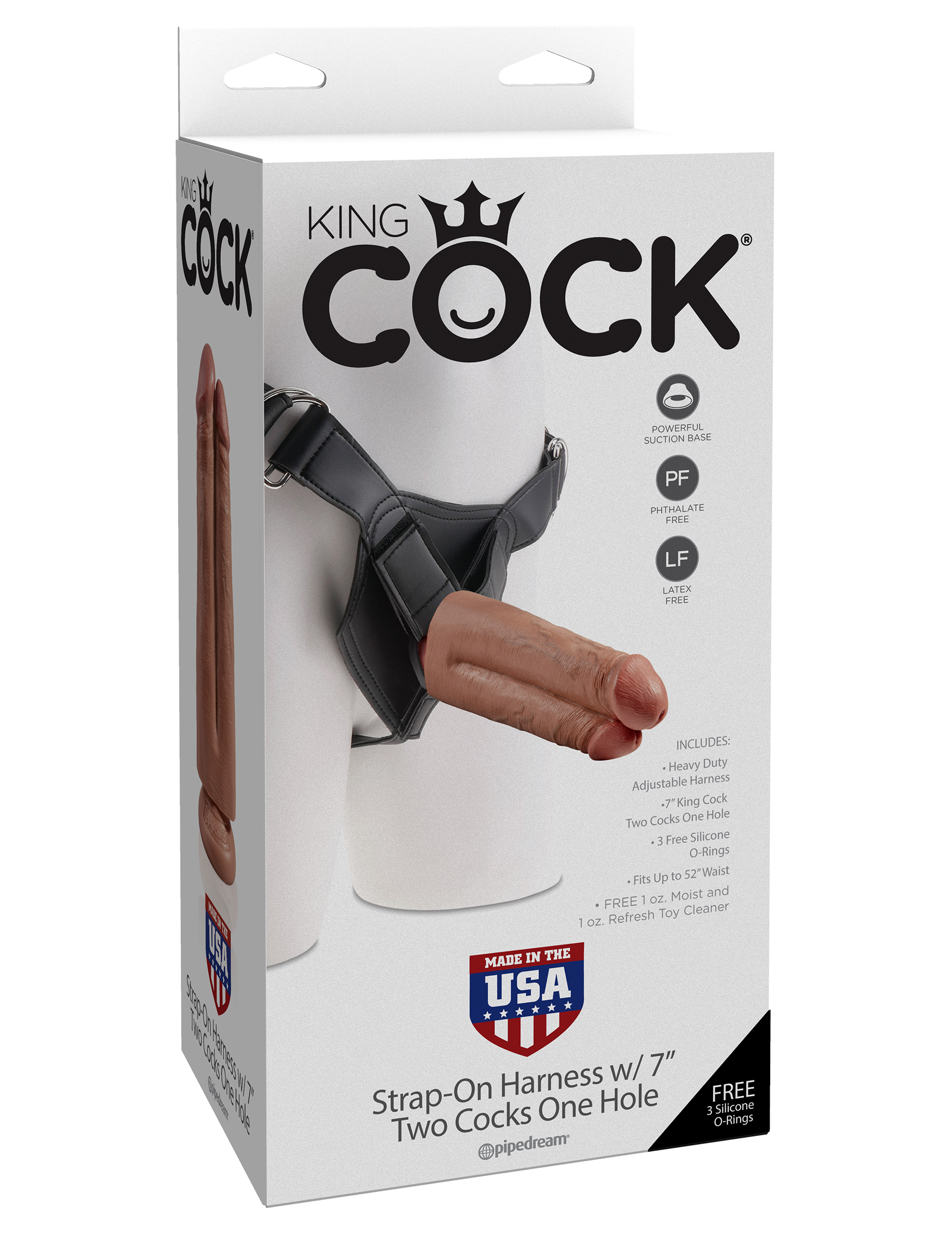 5BO98VVwTEviyH54d0qrjWOfASsTm1Lp King Cock Strap-on Harness With 7" Two Cocks One Hole - Tan - Image 1